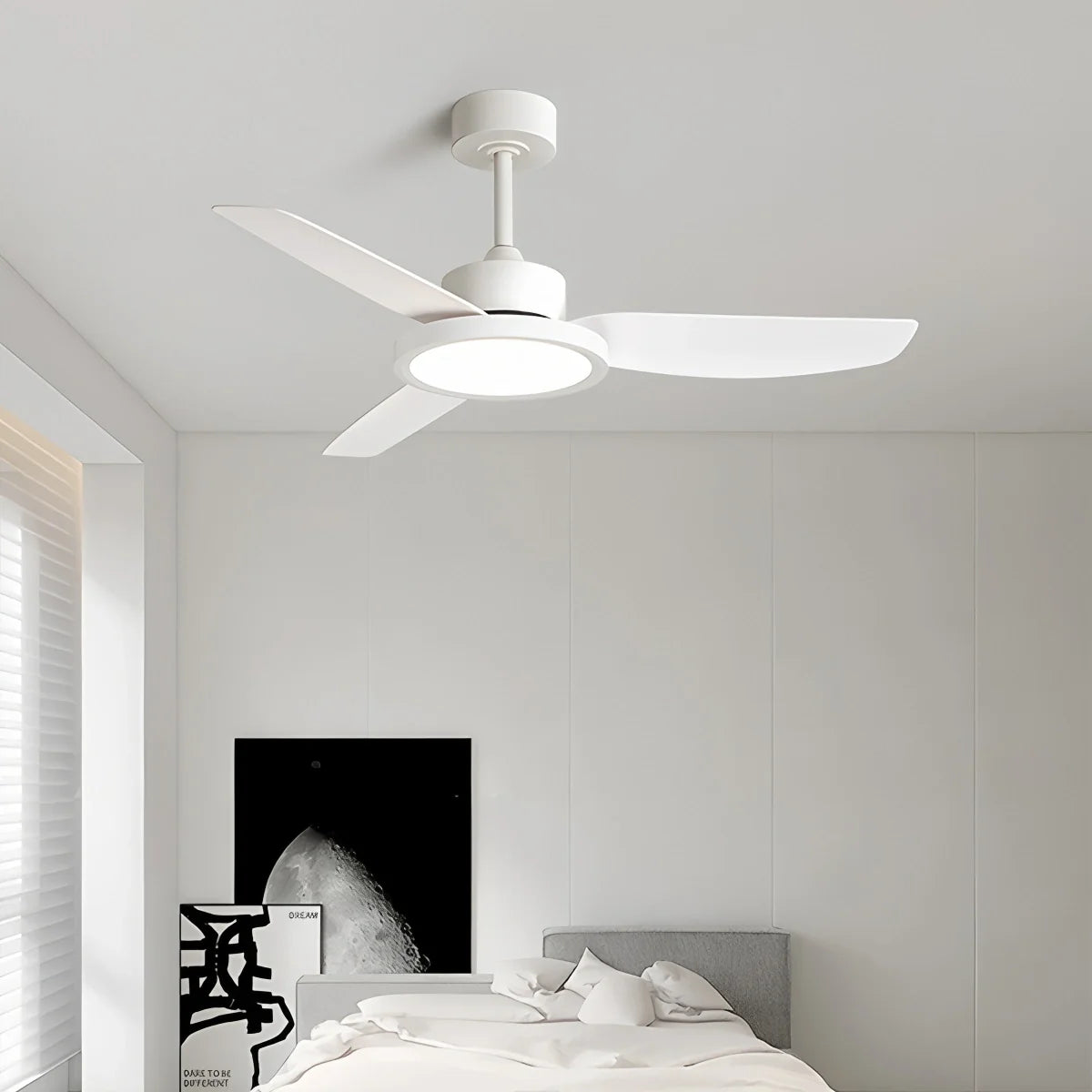 Eloer Modern White Ceiling Fans with Lights and Remote