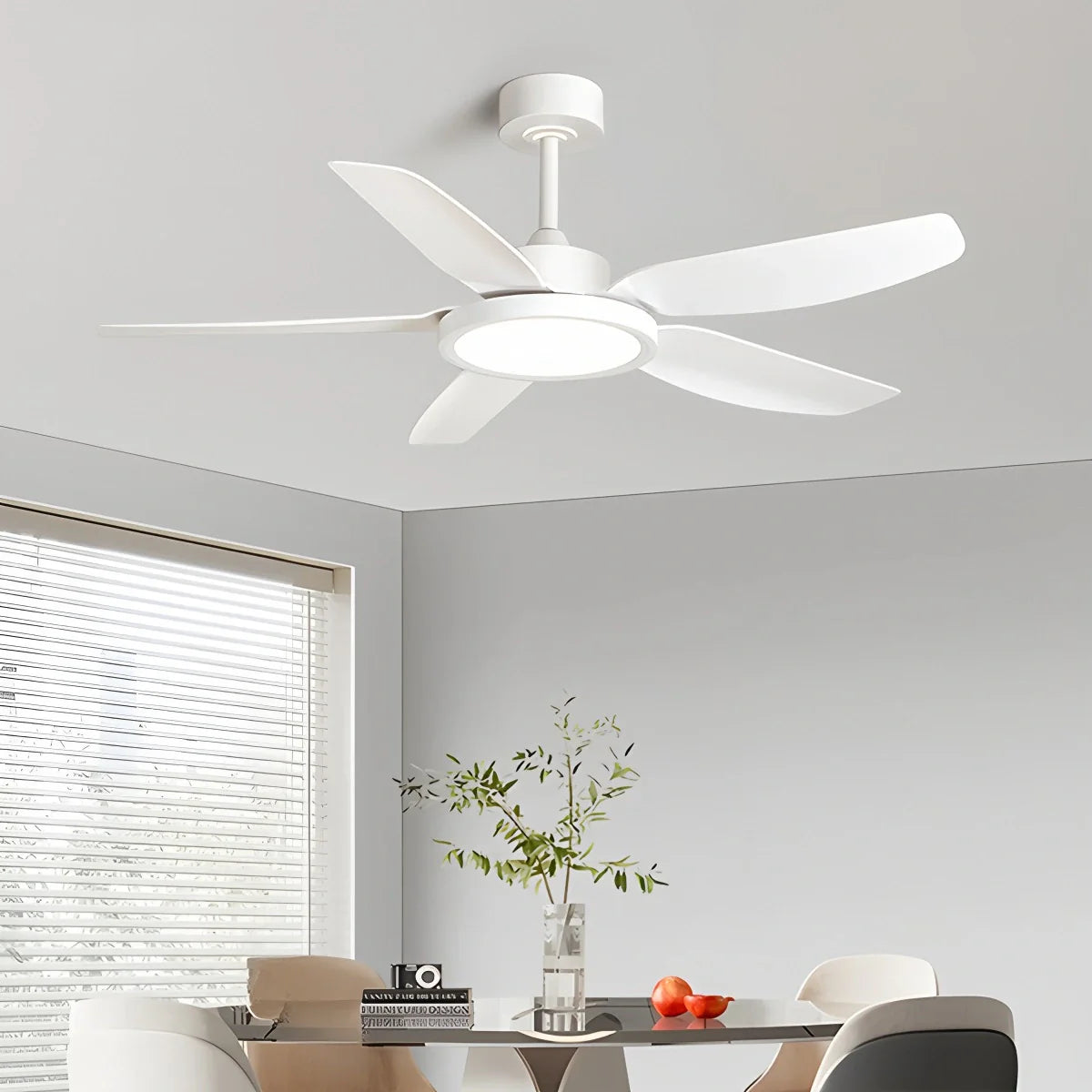 Eloer Modern White Ceiling Fans with Lights and Remote