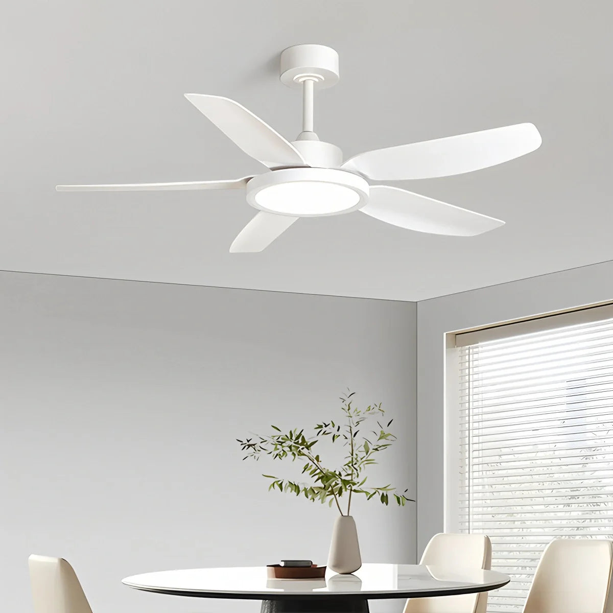 Eloer Modern White Ceiling Fans with Lights and Remote