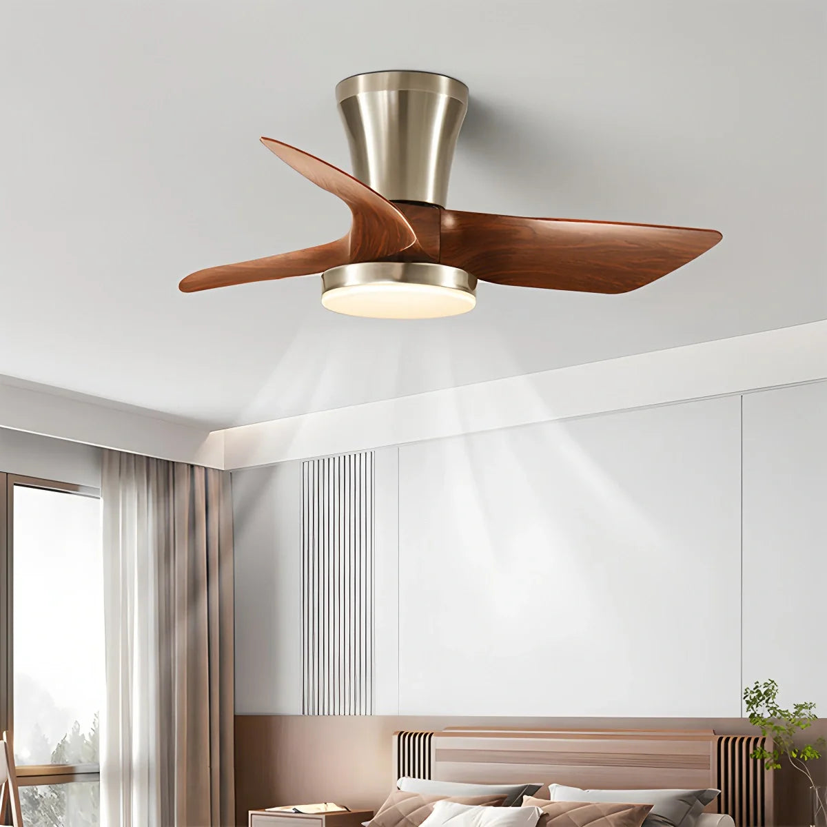 Eloer Nordic LED Ceiling Fan with Light for Living Room