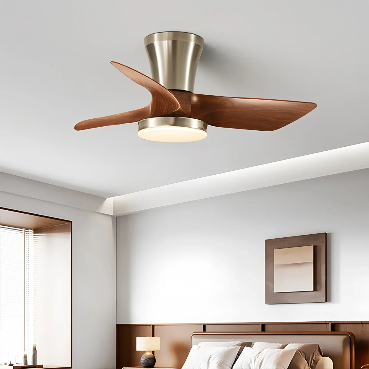 Eloer Nordic LED Ceiling Fan with Light for Living Room