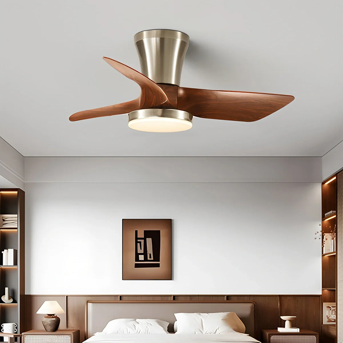 Eloer Nordic LED Ceiling Fan with Light for Living Room