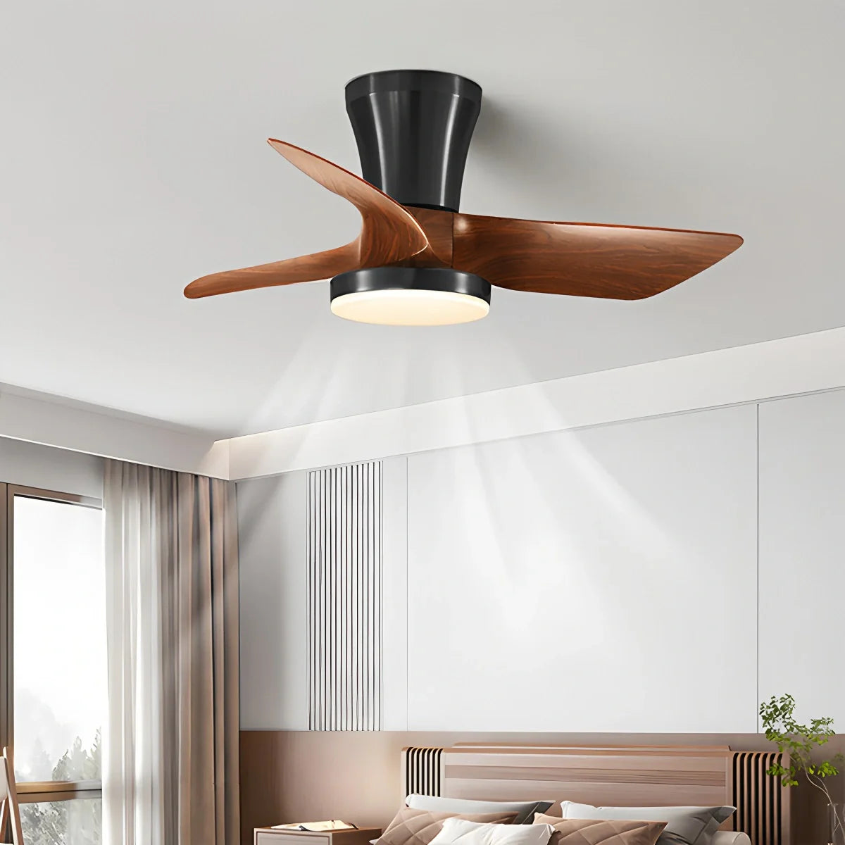 Eloer Nordic LED Ceiling Fan with Light for Living Room