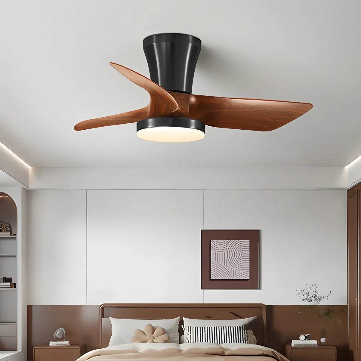 Eloer Nordic LED Ceiling Fan with Light for Living Room