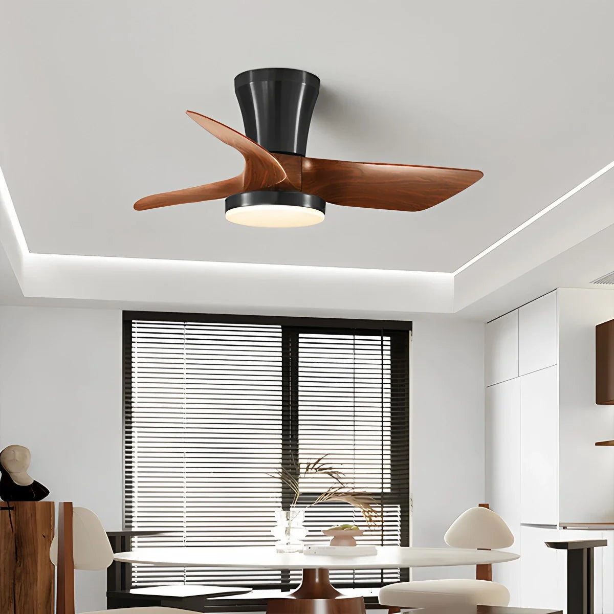 Eloer Nordic LED Ceiling Fan with Light for Living Room