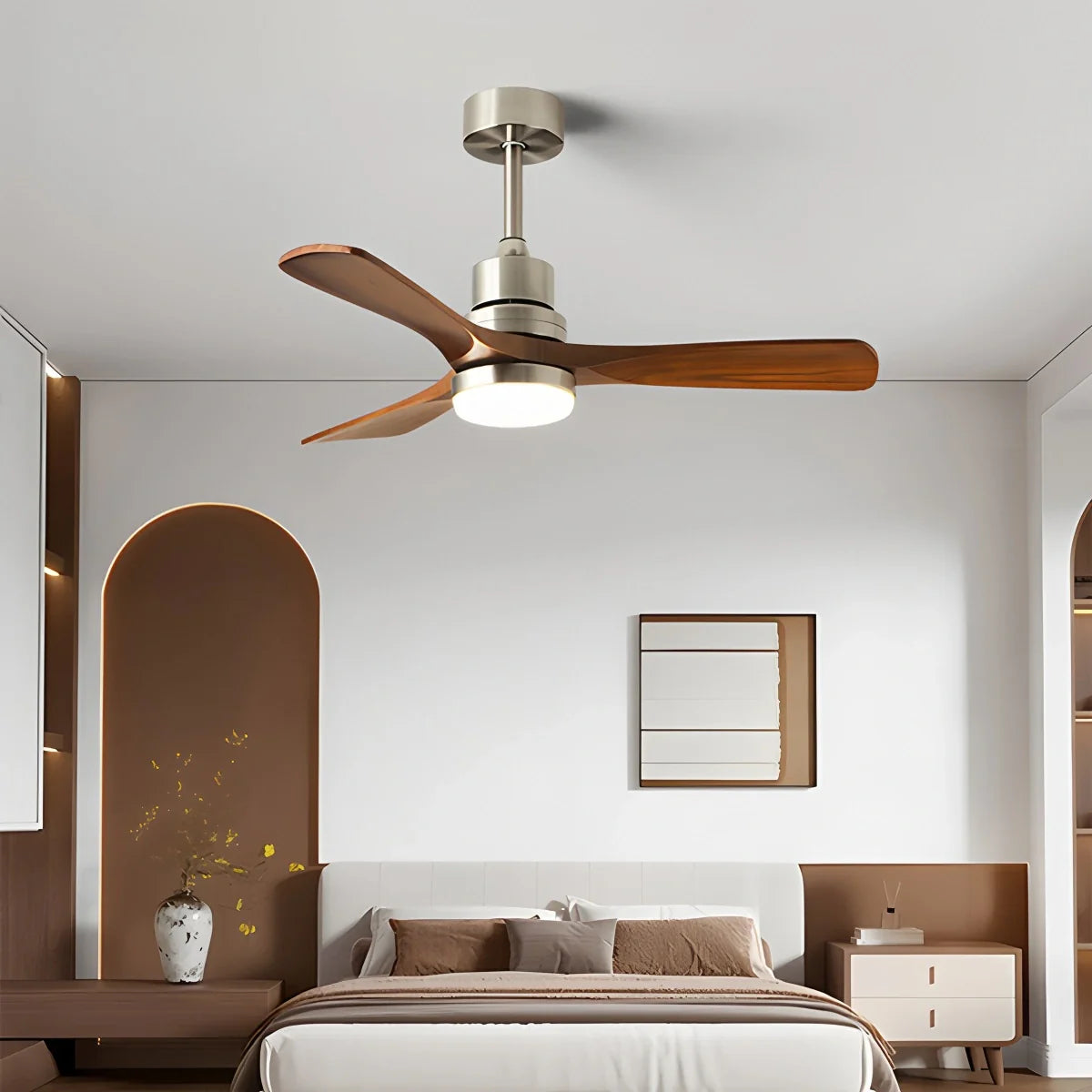 Eloer American Retro 3-Blade Ceiling Fan with Light