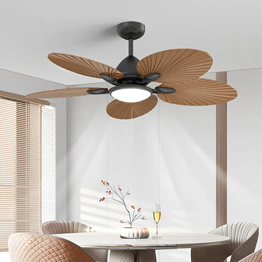 Eloer 5-Blade Palm Leaf Ceiling Fan with Light