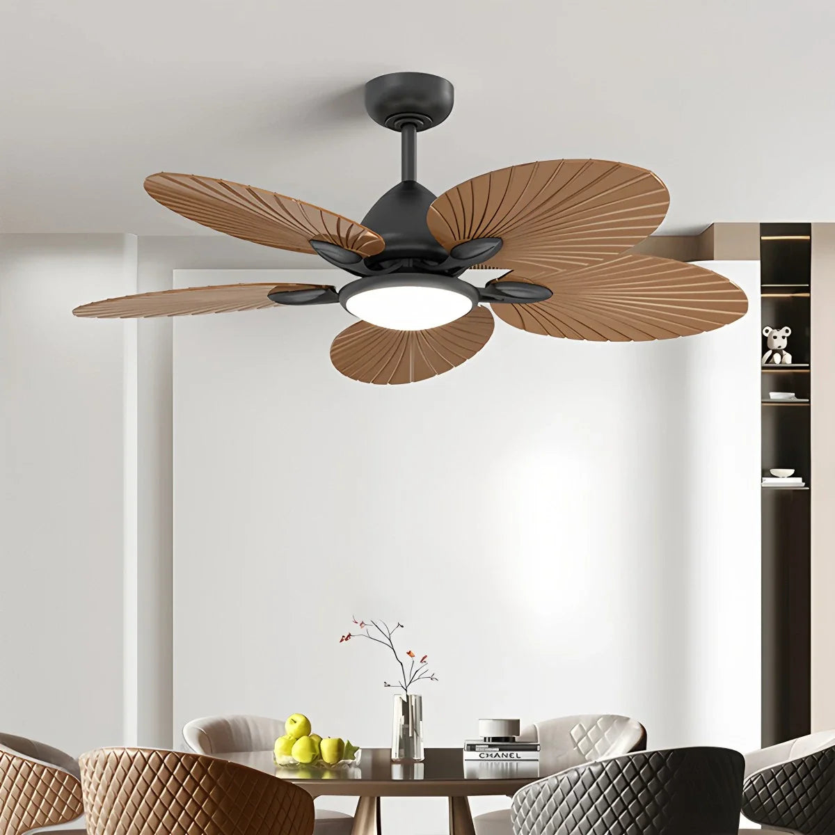 Eloer 5-Blade Palm Leaf Ceiling Fan with Light