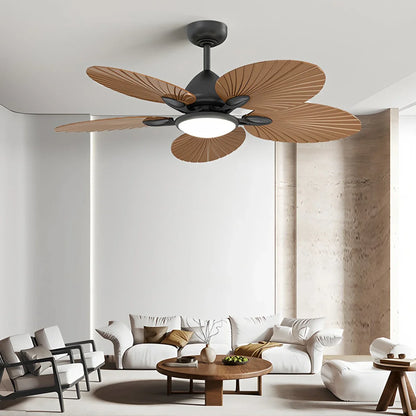 Eloer 5-Blade Palm Leaf Ceiling Fan with Light