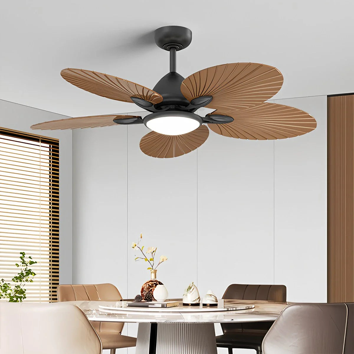 Eloer 5-Blade Palm Leaf Ceiling Fan with Light