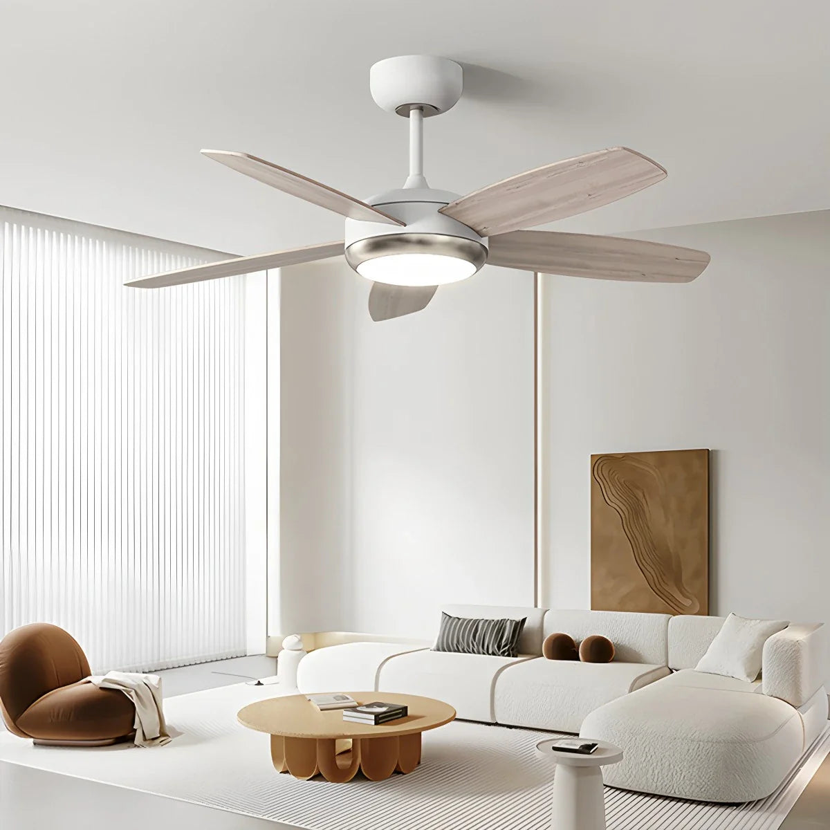 Eloer Retro American Style 5-blade Ceiling Fan Light