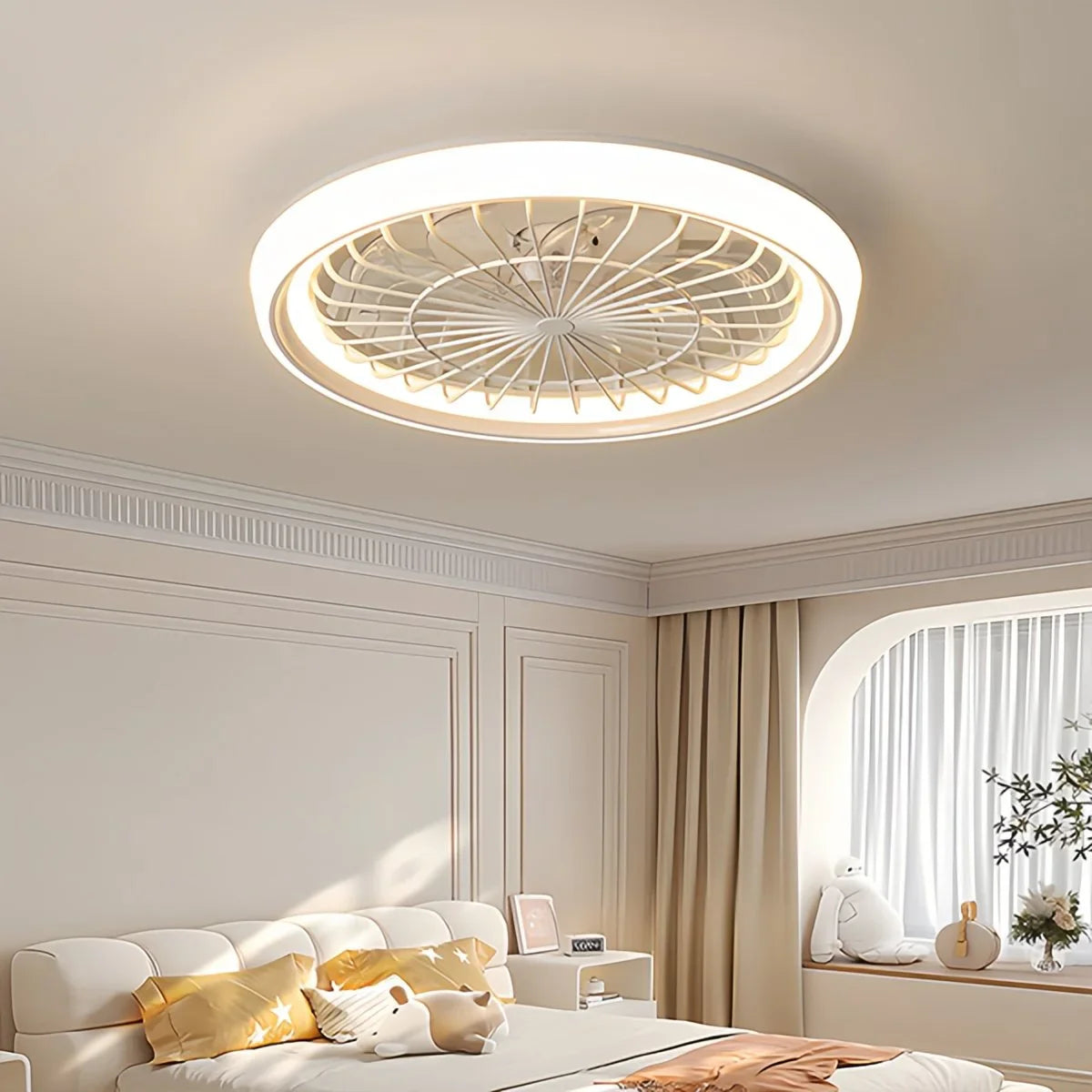 Eloer Modern Round LED Ceiling Fan Light for Bedroom