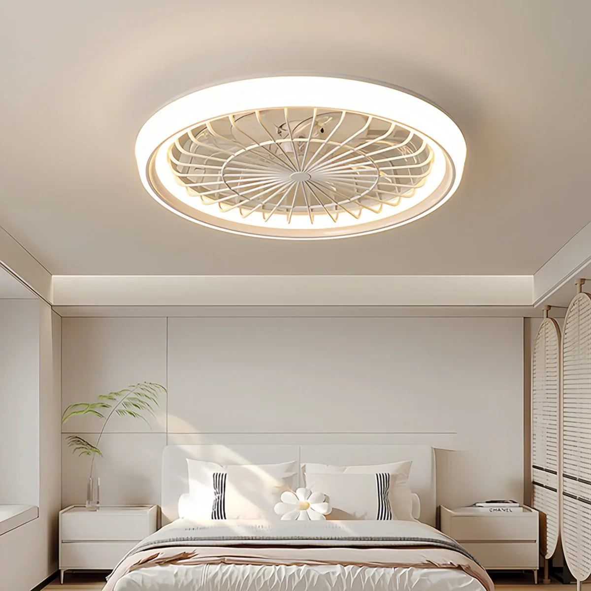 Eloer Modern Round LED Ceiling Fan Light for Bedroom
