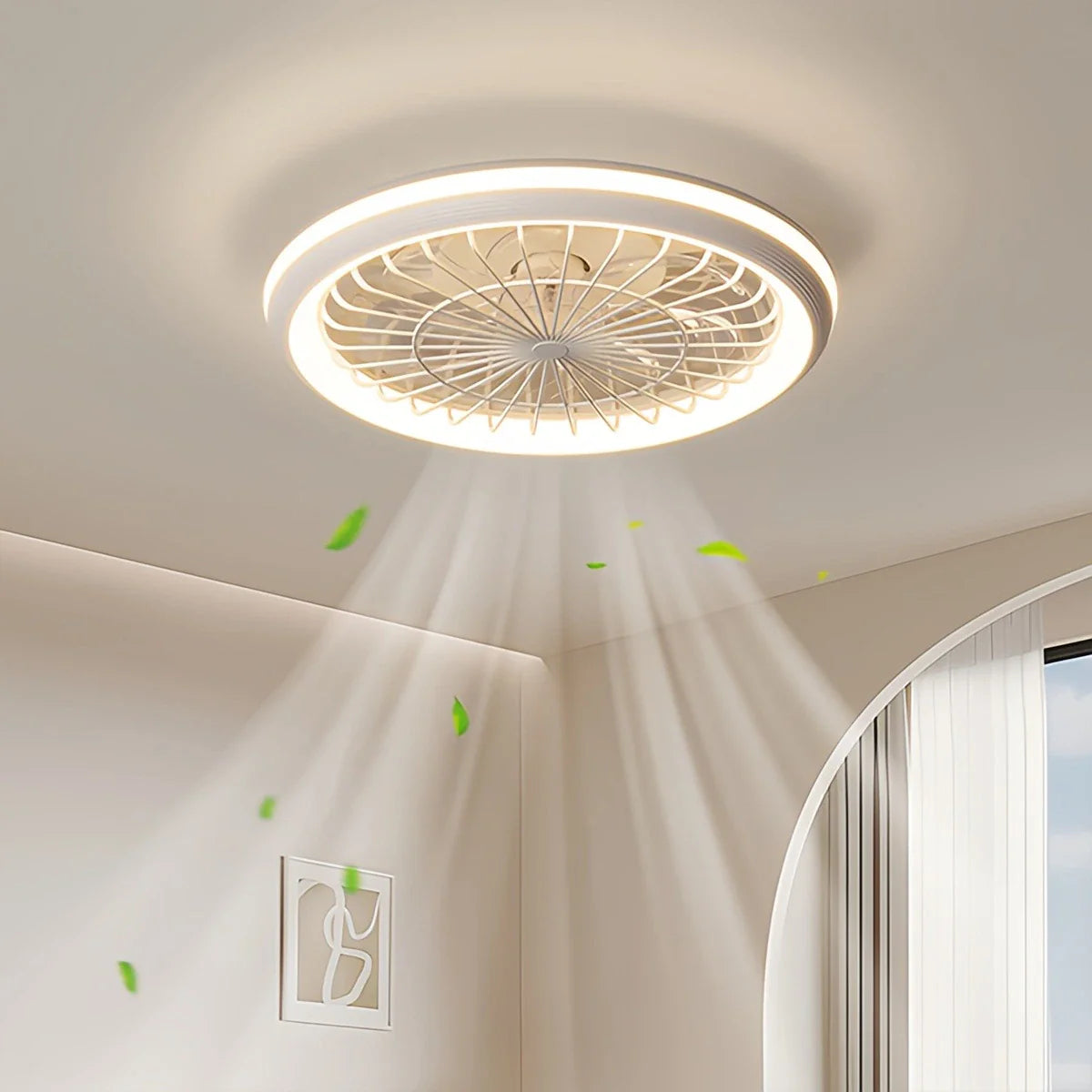 Eloer Modern Round LED Ceiling Fan Light for Bedroom