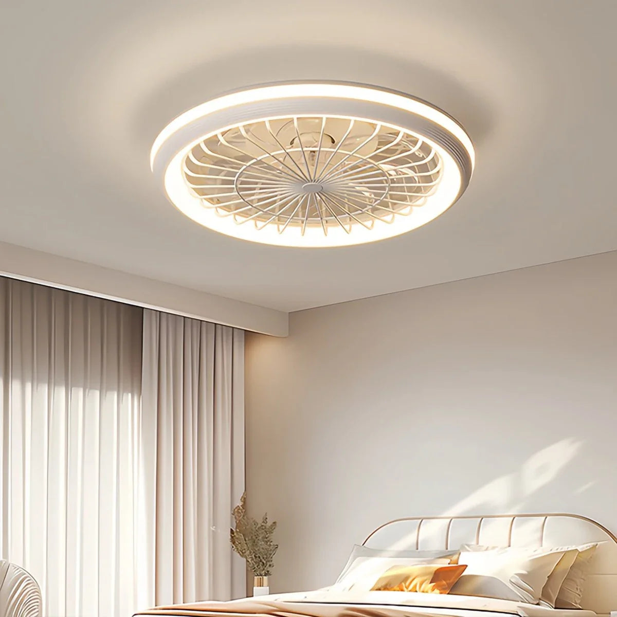 Eloer Modern Round LED Ceiling Fan Light for Bedroom