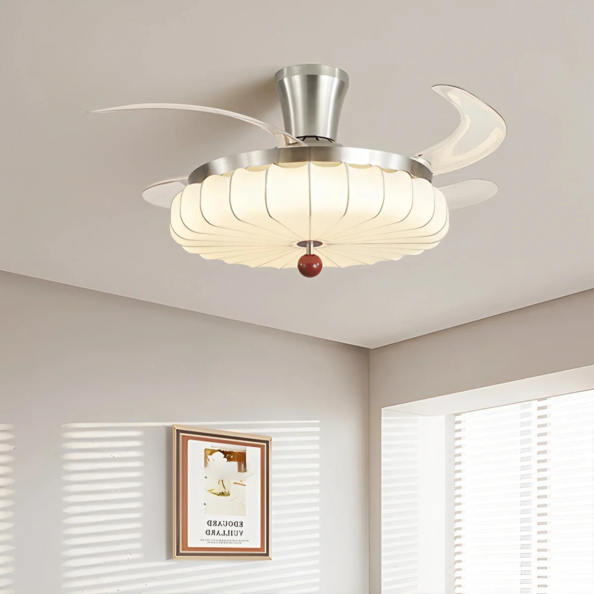 Eloer Retro Fabric Ceiling Fan Light for Dining Room