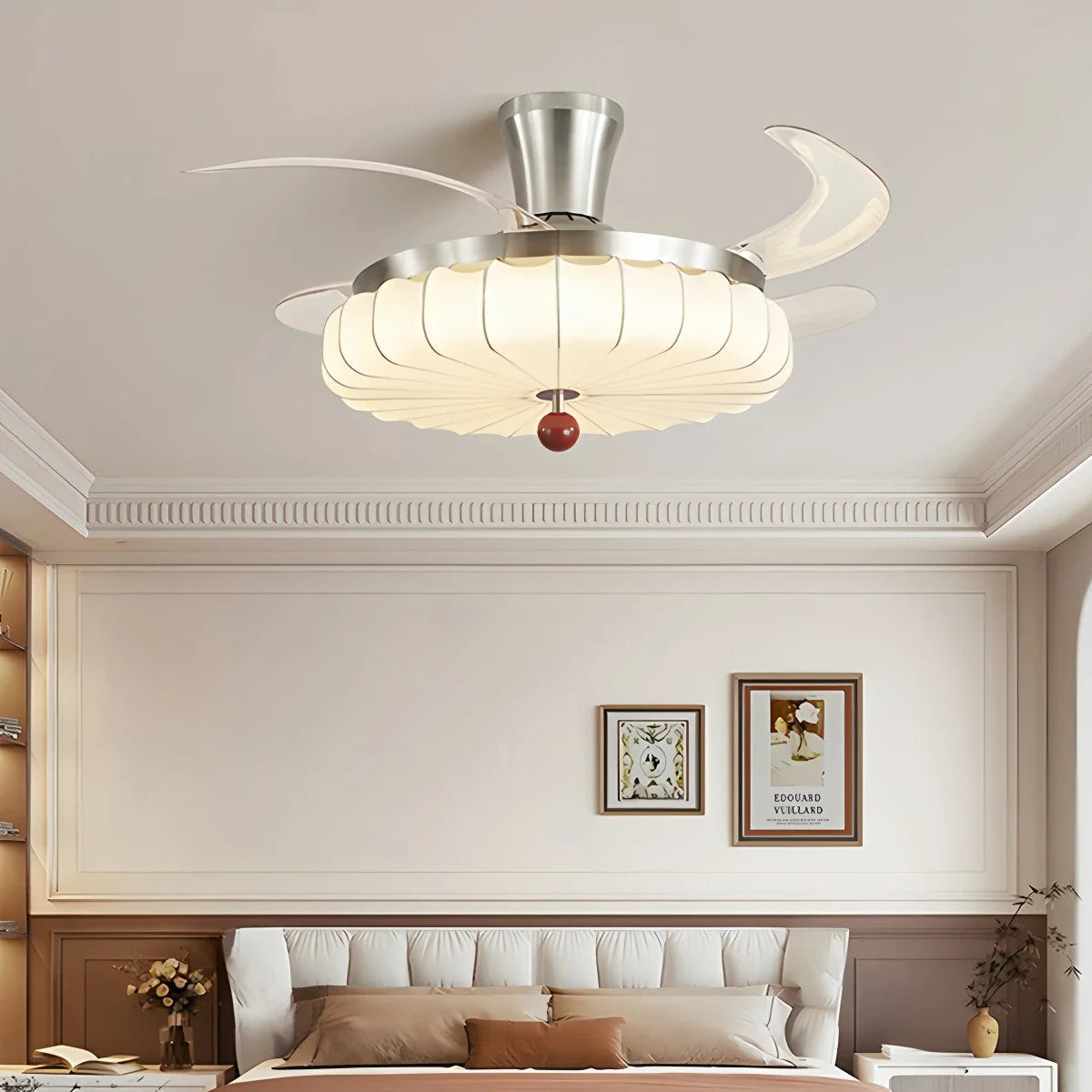 Eloer Retro Fabric Ceiling Fan Light for Dining Room