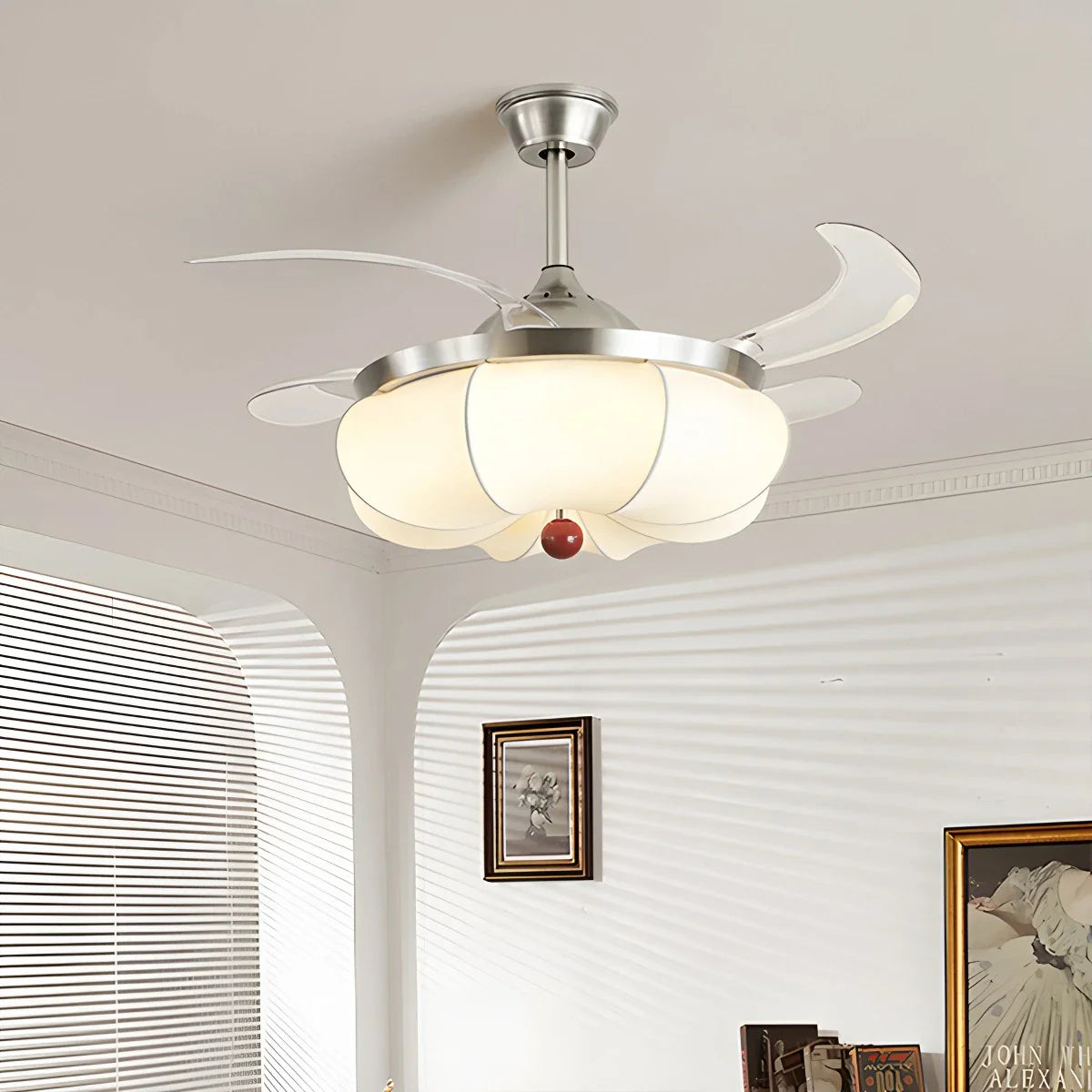 Eloer Retro Fabric Ceiling Fan Light for Dining Room