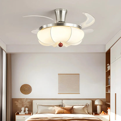 Eloer Retro Fabric Ceiling Fan Light for Dining Room