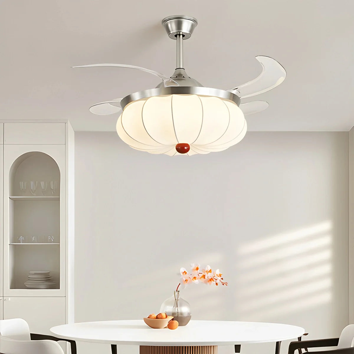 Eloer Retro Fabric Ceiling Fan Light for Dining Room