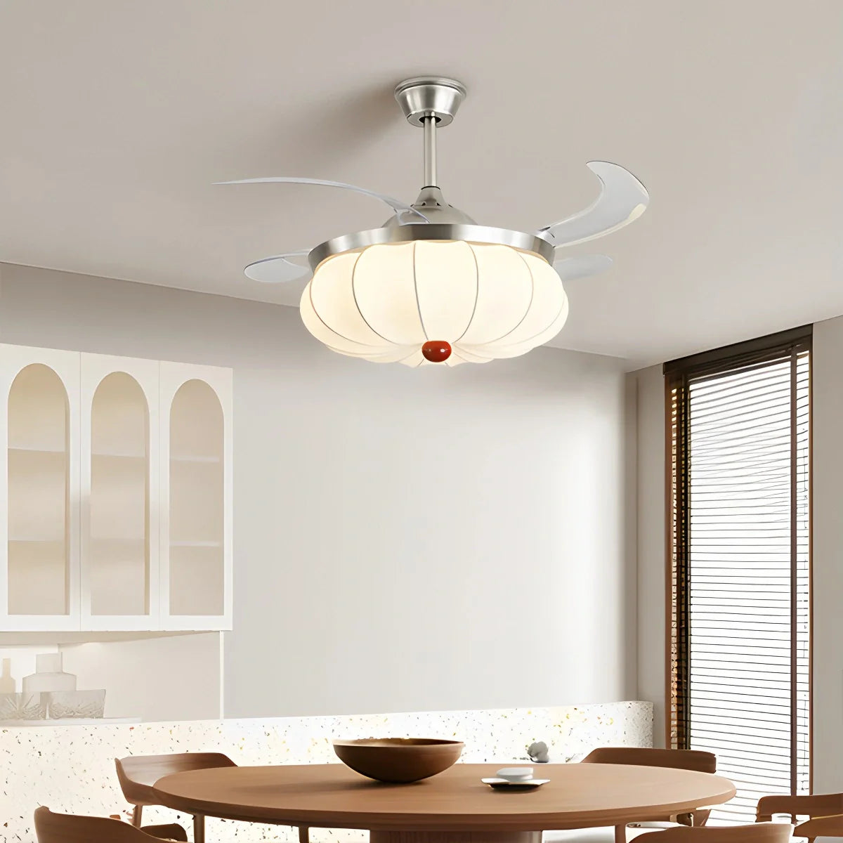 Eloer Retro Fabric Ceiling Fan Light for Dining Room