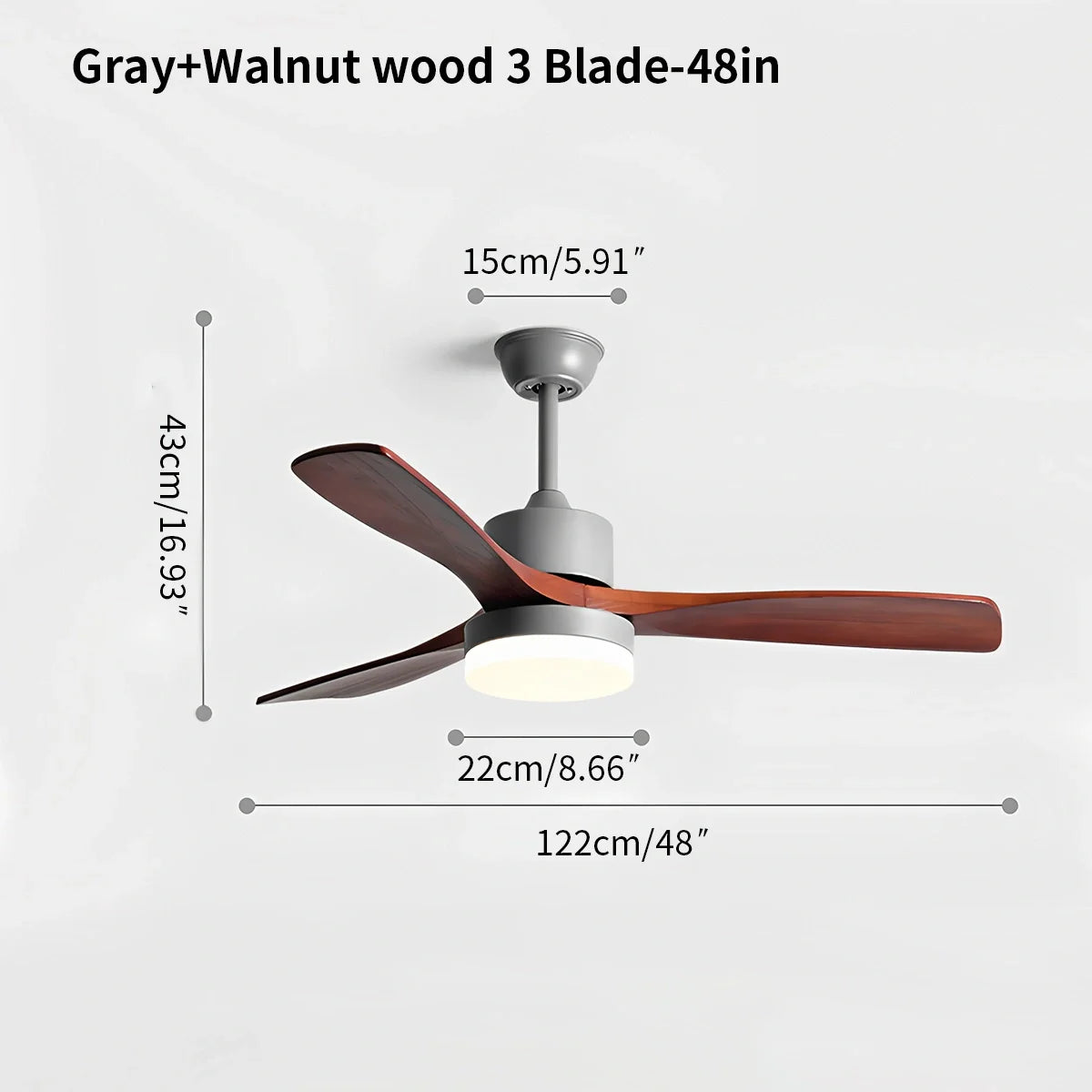 Eloer Solid Wood Ceiling Fan Light for Living Room