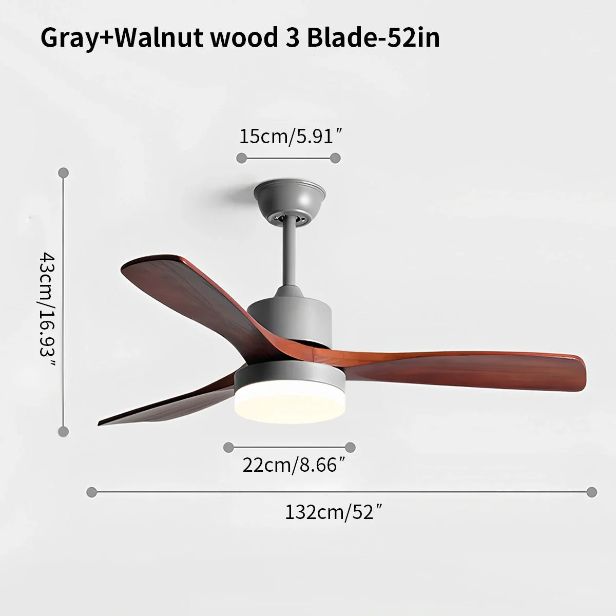 Eloer Solid Wood Ceiling Fan Light for Living Room