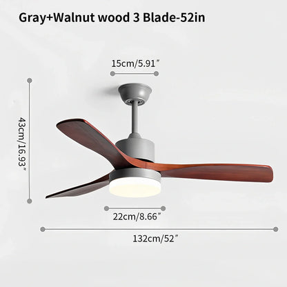 Eloer Solid Wood Ceiling Fan Light for Living Room