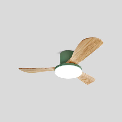 Eloer Wood 3 Blade Low Profile Ceiling Fan Lamp