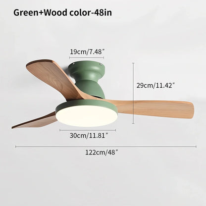 Eloer Vintage 3-leaf Solid Wood Ceiling Fan Lamp