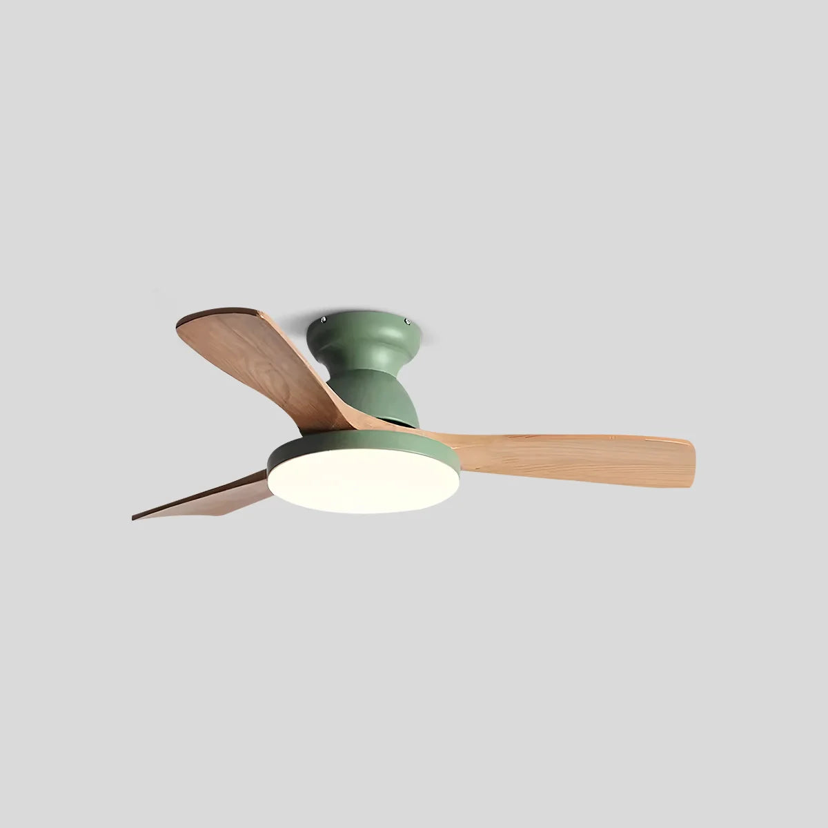 Eloer Vintage 3-leaf Solid Wood Ceiling Fan Lamp