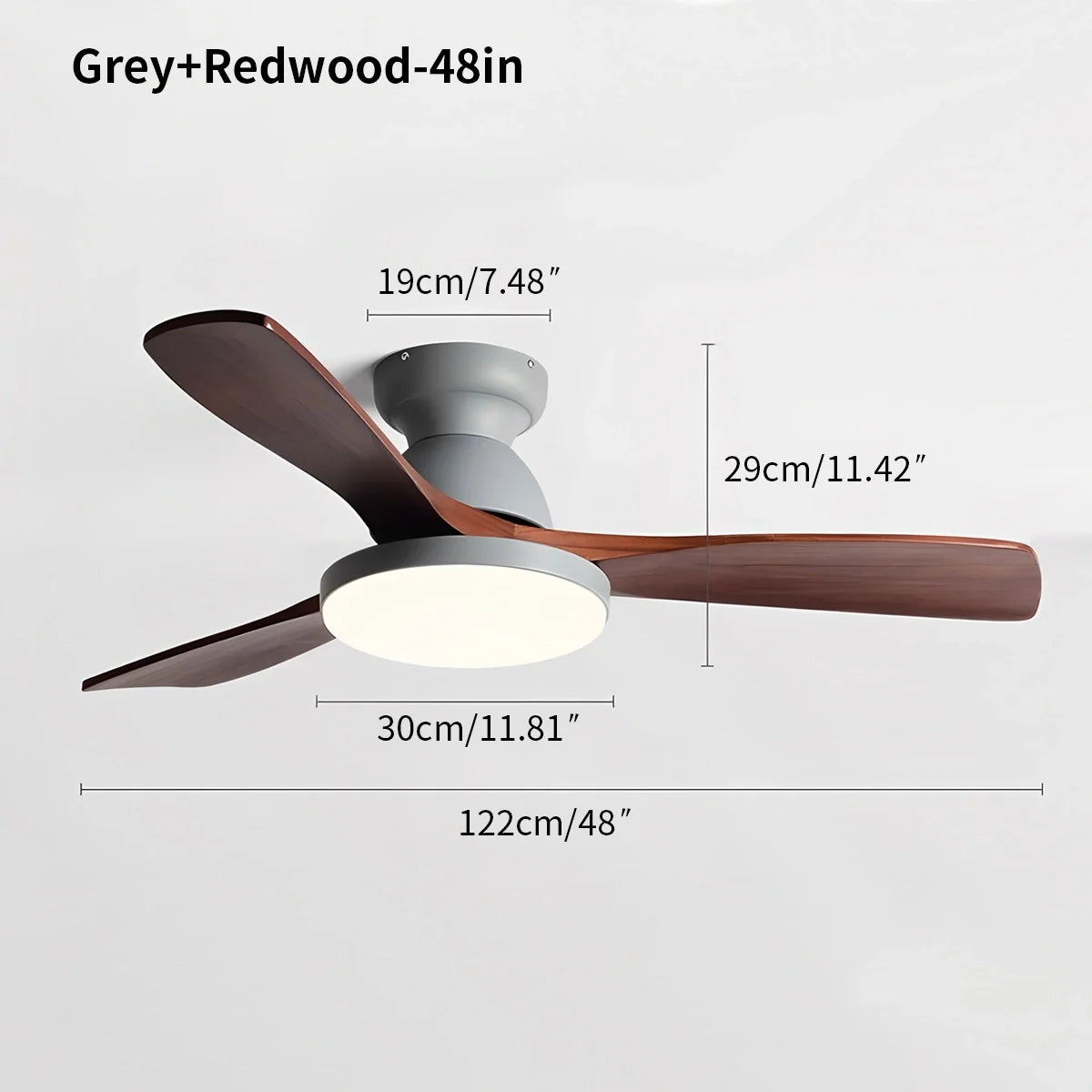 Eloer Vintage 3-leaf Solid Wood Ceiling Fan Lamp