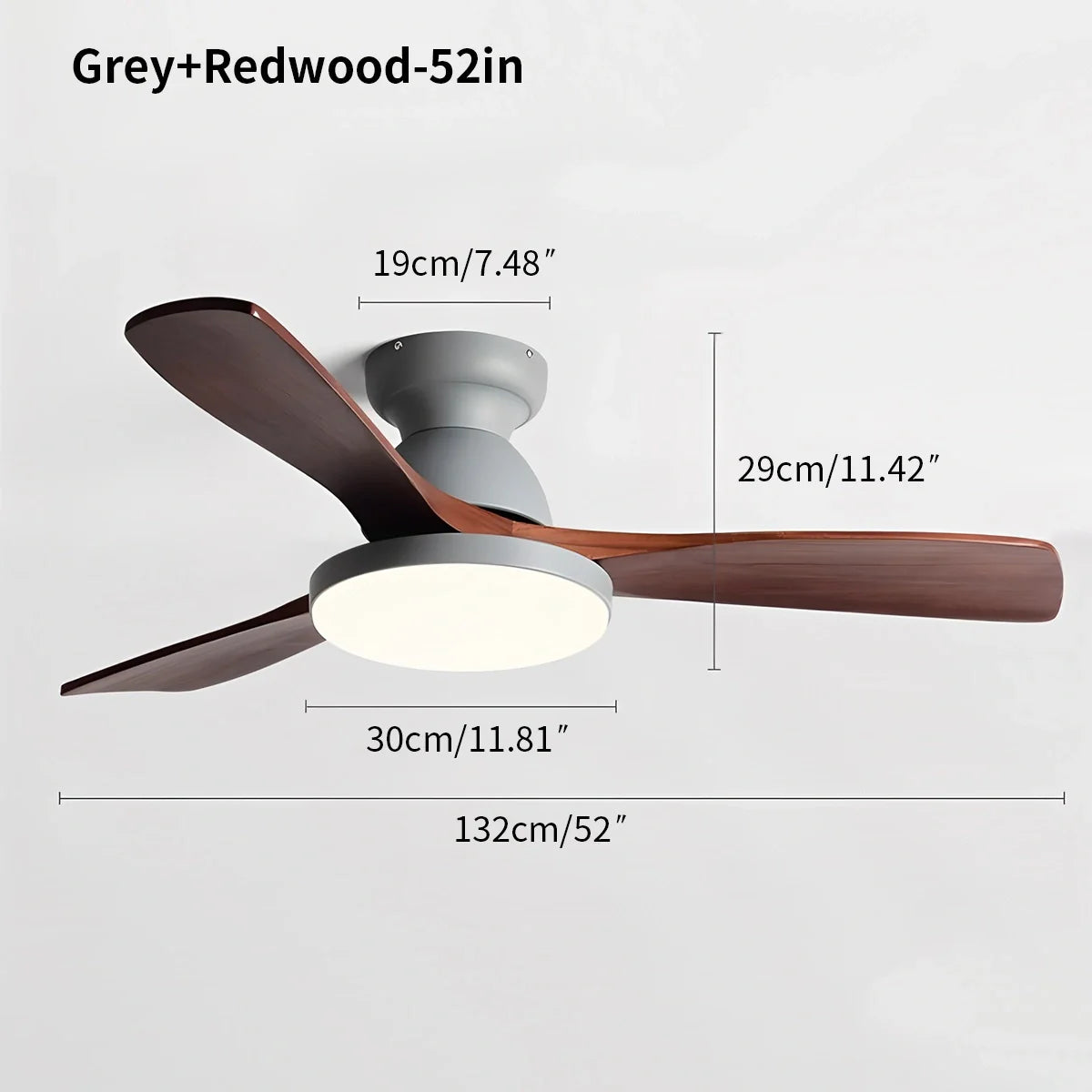 Eloer Vintage 3-leaf Solid Wood Ceiling Fan Lamp