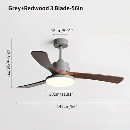 Luvori High Wind Solid Wood Ceiling Fan Light