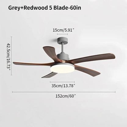 Luvori High Wind Solid Wood Ceiling Fan Light