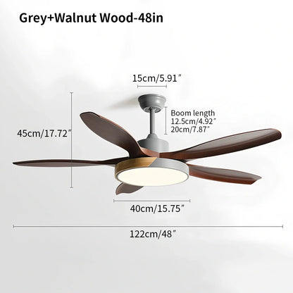Luvori Nordic Living Room Ceiling Fan with Light