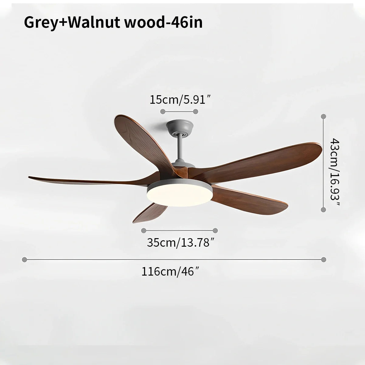 Luvori 5-leaf Solid Wood Ceiling Fan Light