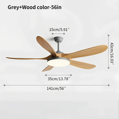 Luvori 5-leaf Solid Wood Ceiling Fan Light