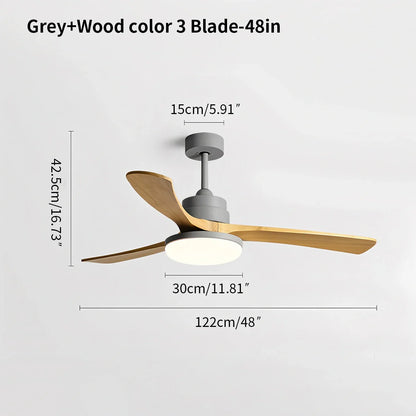 Luvori High Wind Solid Wood Ceiling Fan Light