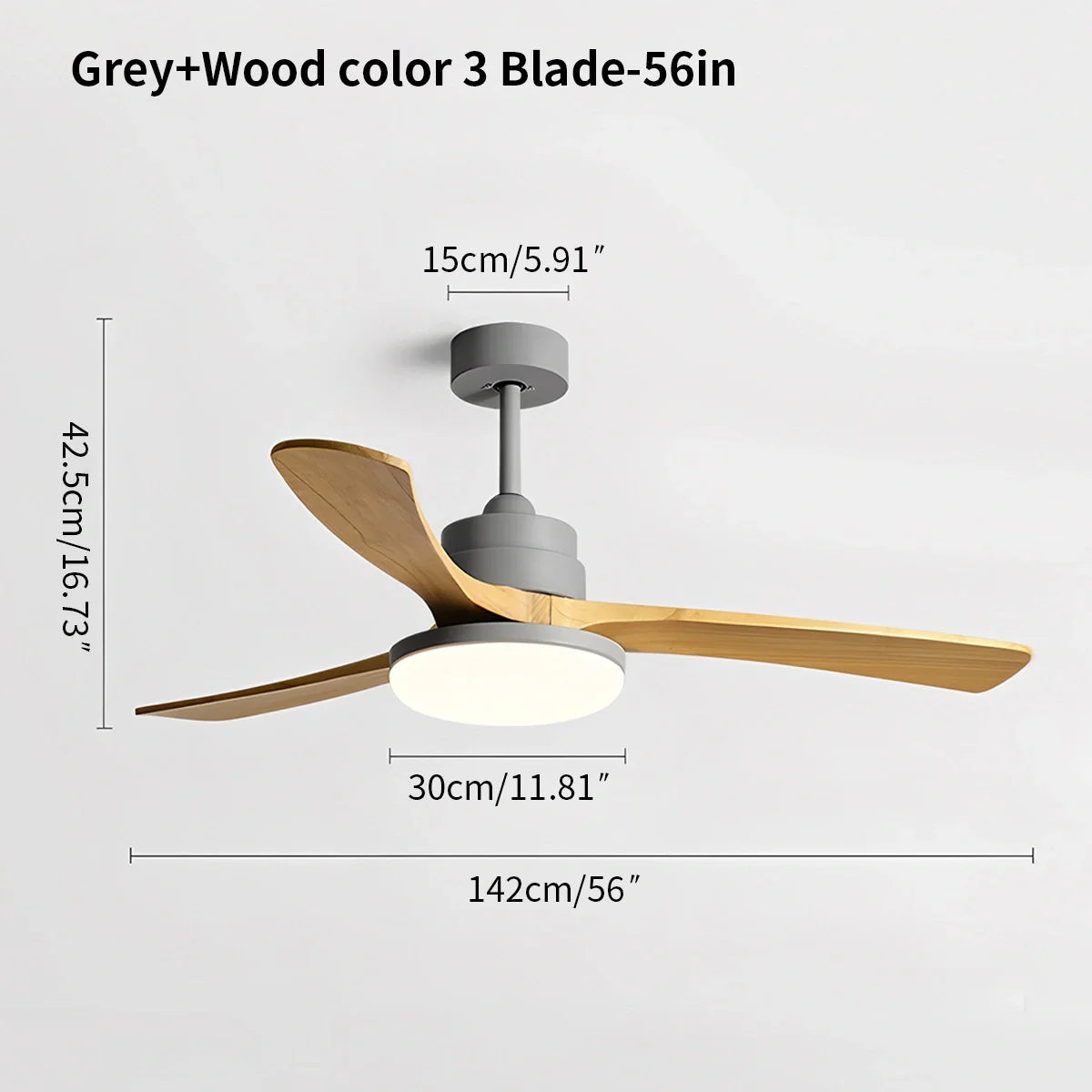 Luvori High Wind Solid Wood Ceiling Fan Light