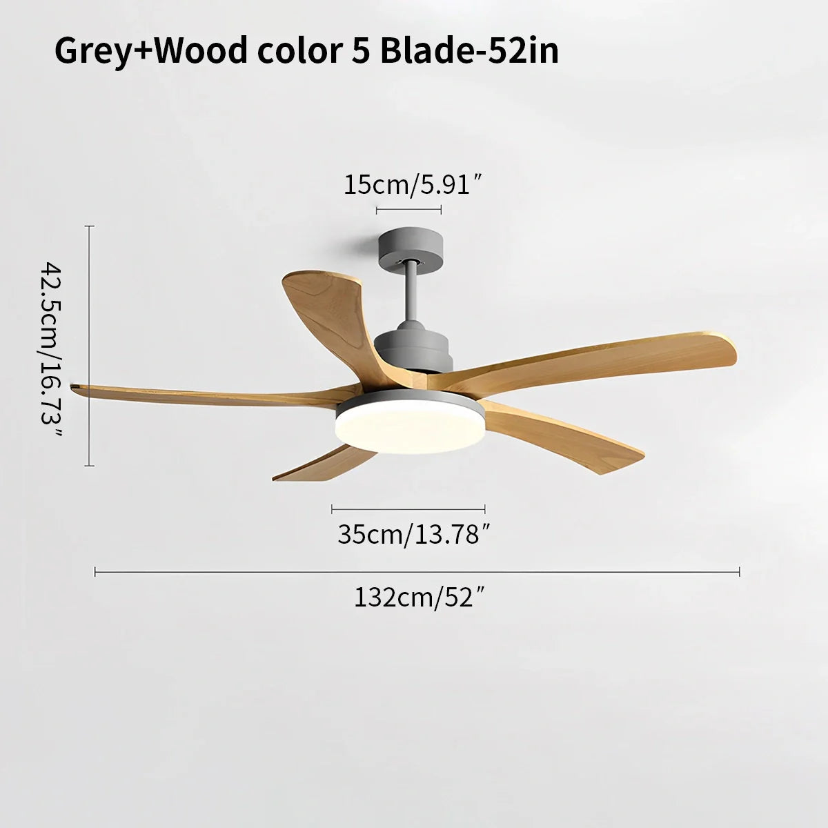 Luvori High Wind Solid Wood Ceiling Fan Light