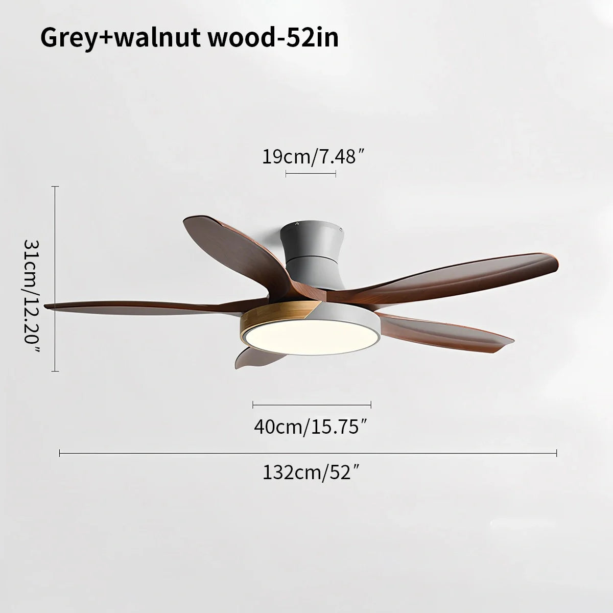 Luvori Nordic 5-Blade LED Ceiling Fan Light