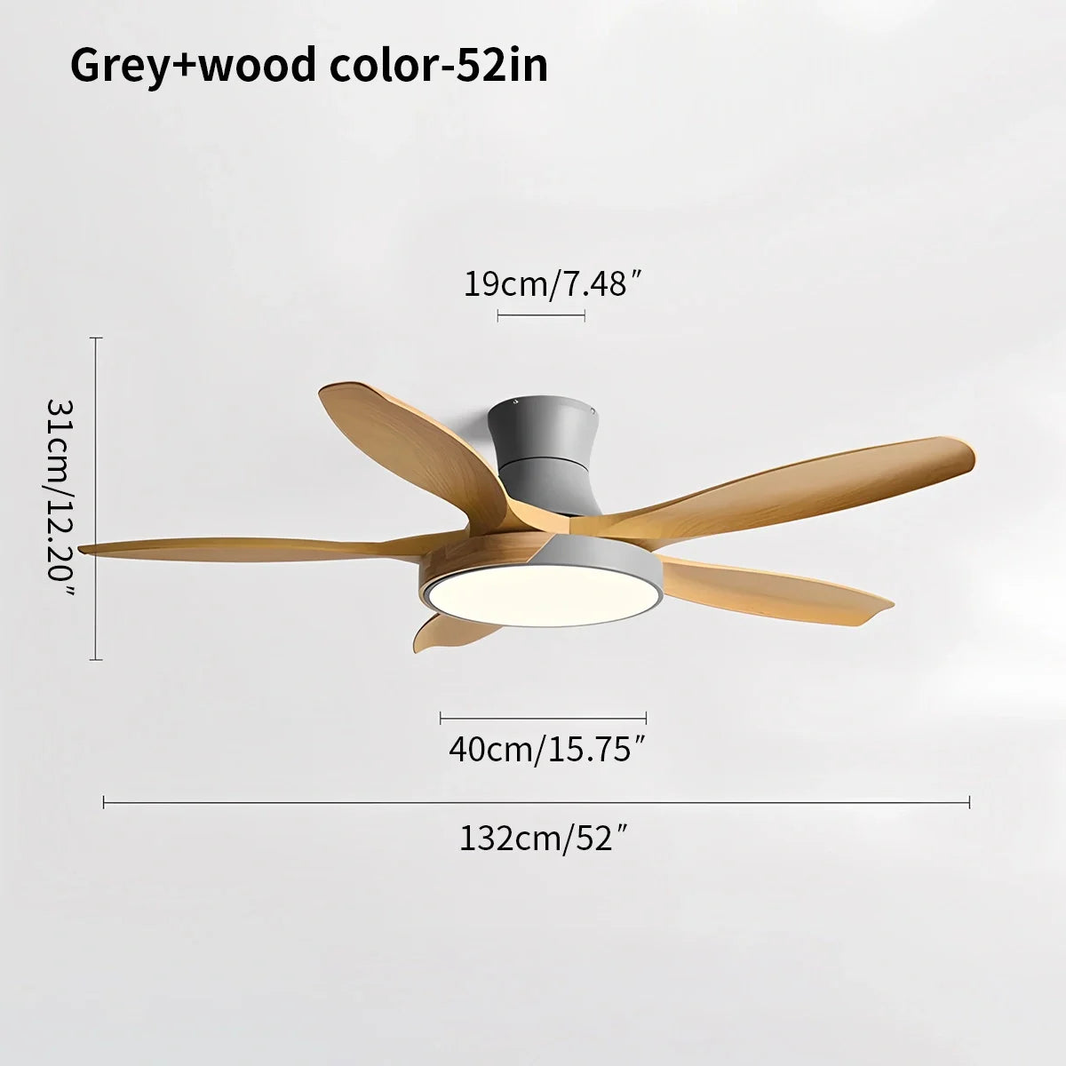 Luvori Nordic 5-Blade LED Ceiling Fan Light