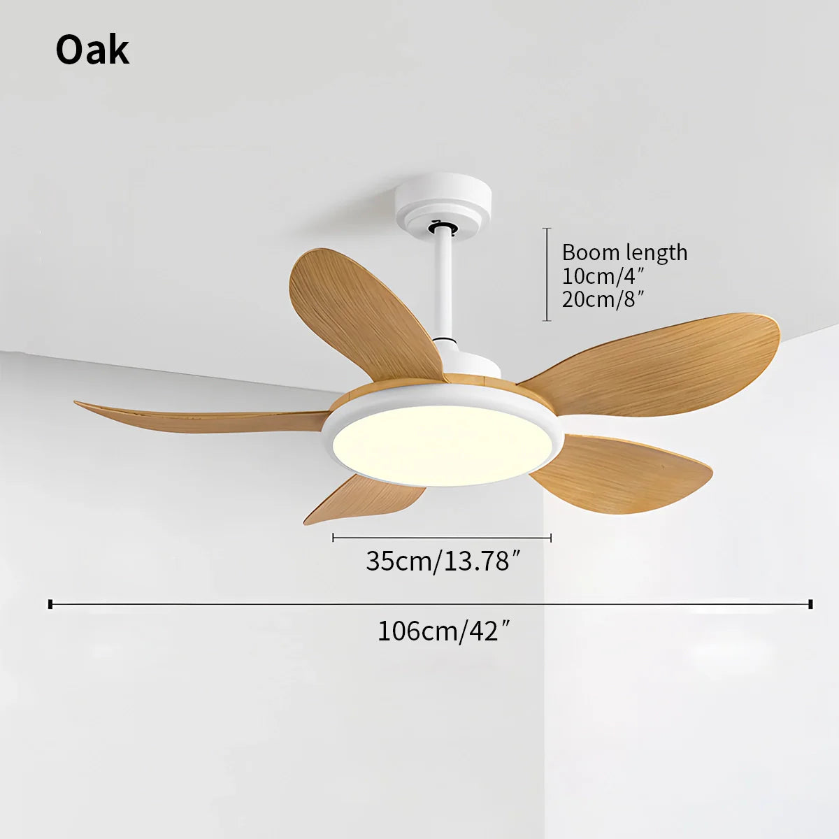 Eloer 5-Blade Wood Ceiling Fan with Light for Living Room