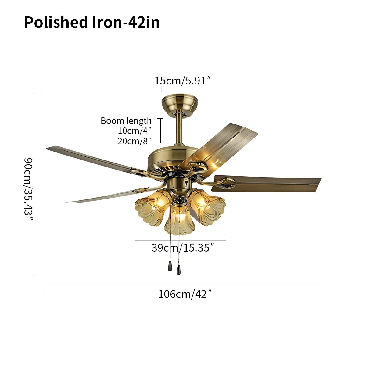 Eloer Vintage Ceiling Fan with Light for Dining Room