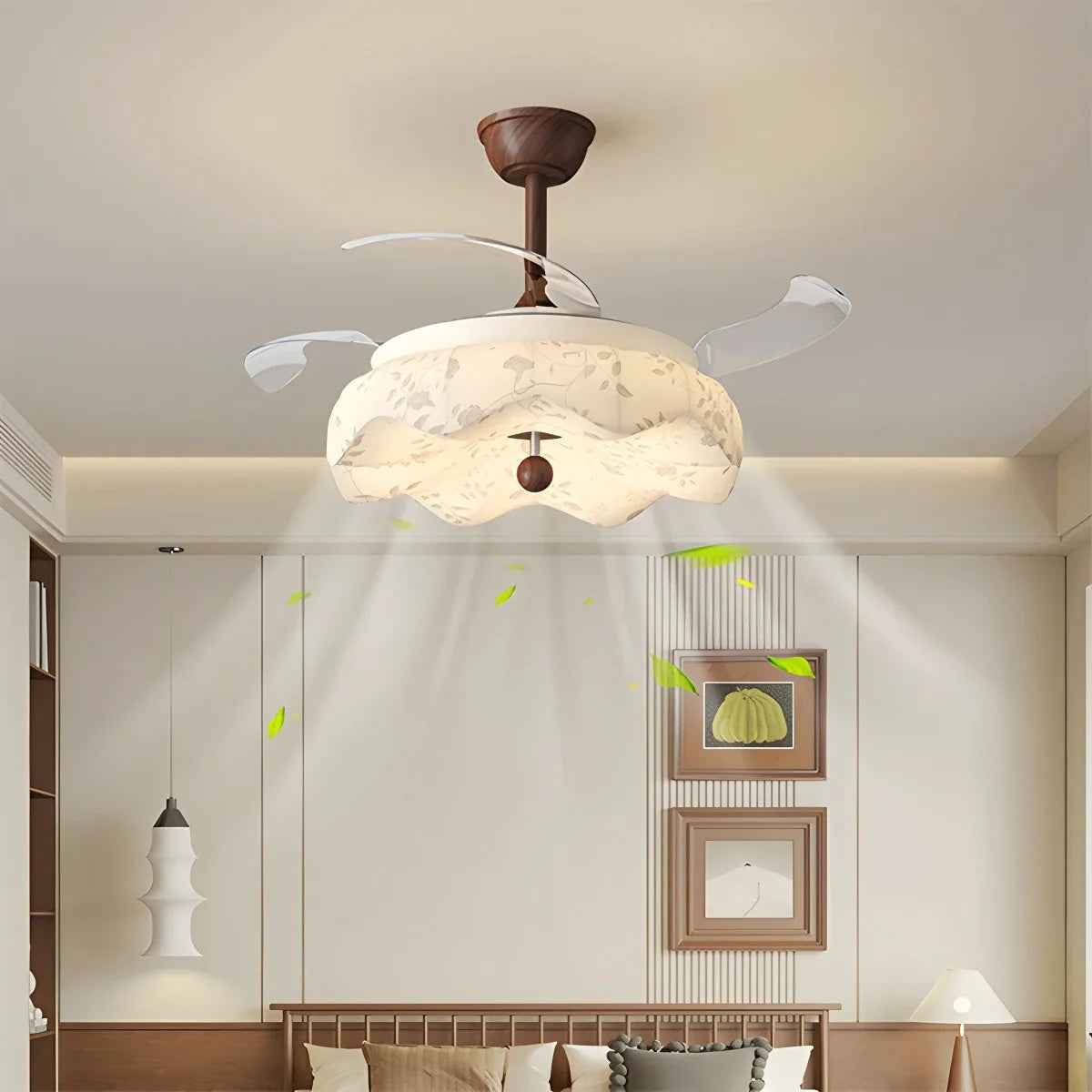 Eloer Fabric Retractable Ceiling Fan with LED Light
