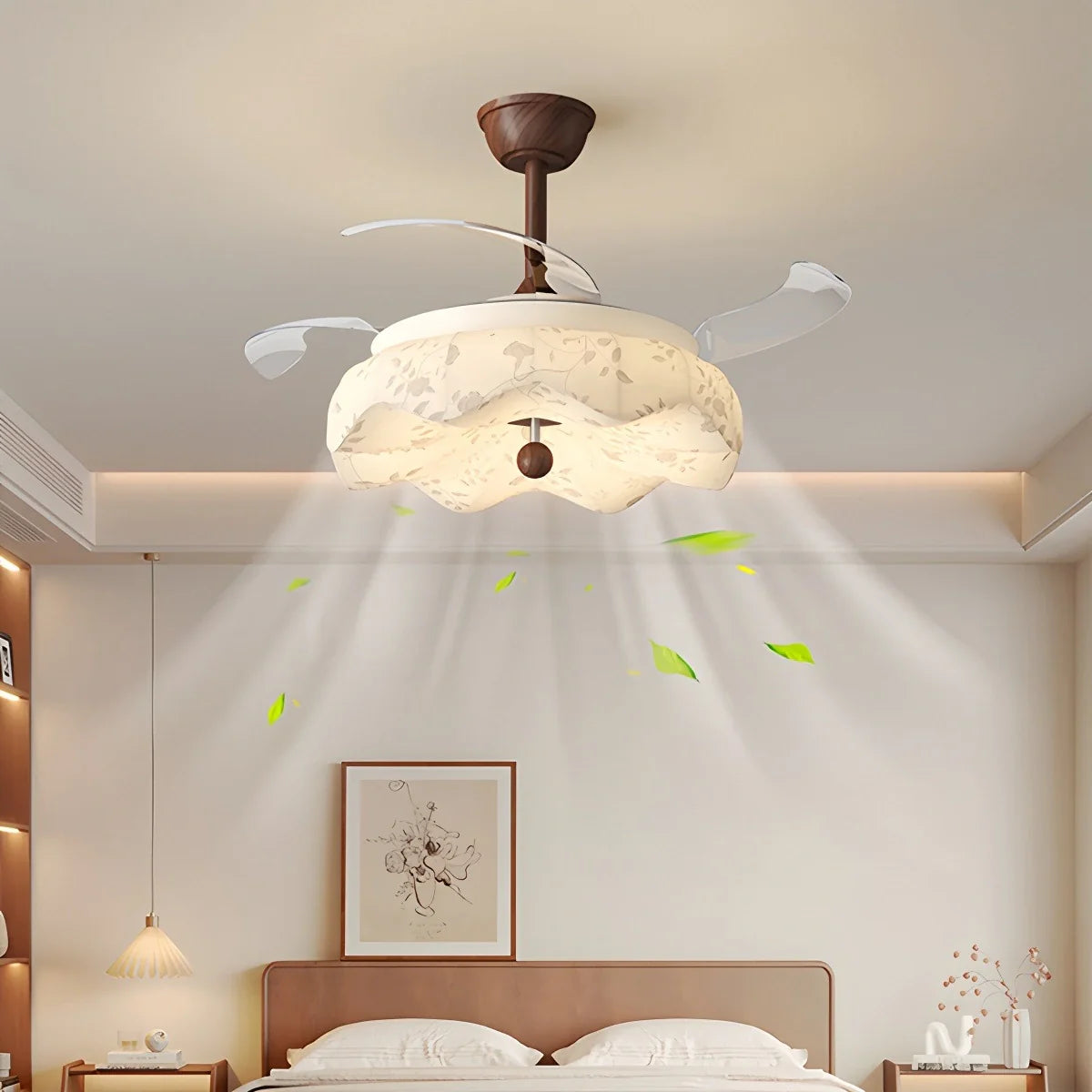 Eloer Fabric Retractable Ceiling Fan with LED Light
