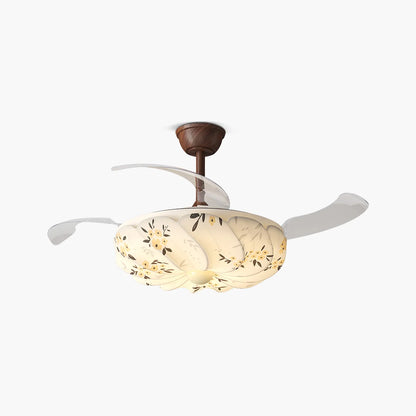 Eloer Floral Fabric Retractable Ceiling Fan Light