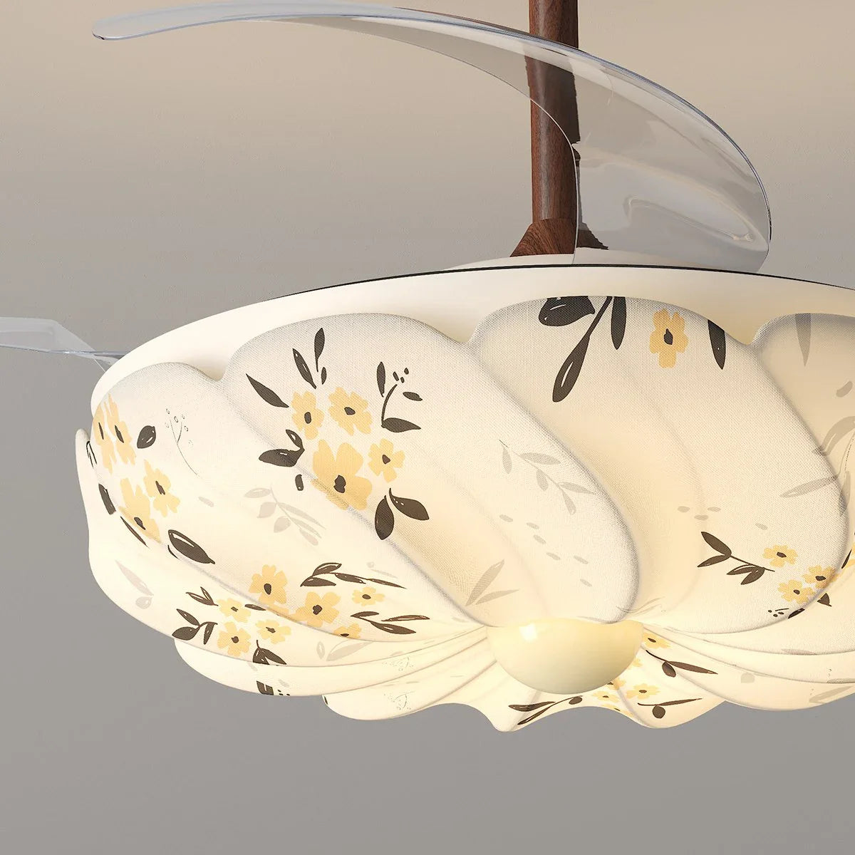 Eloer Floral Fabric Retractable Ceiling Fan Light