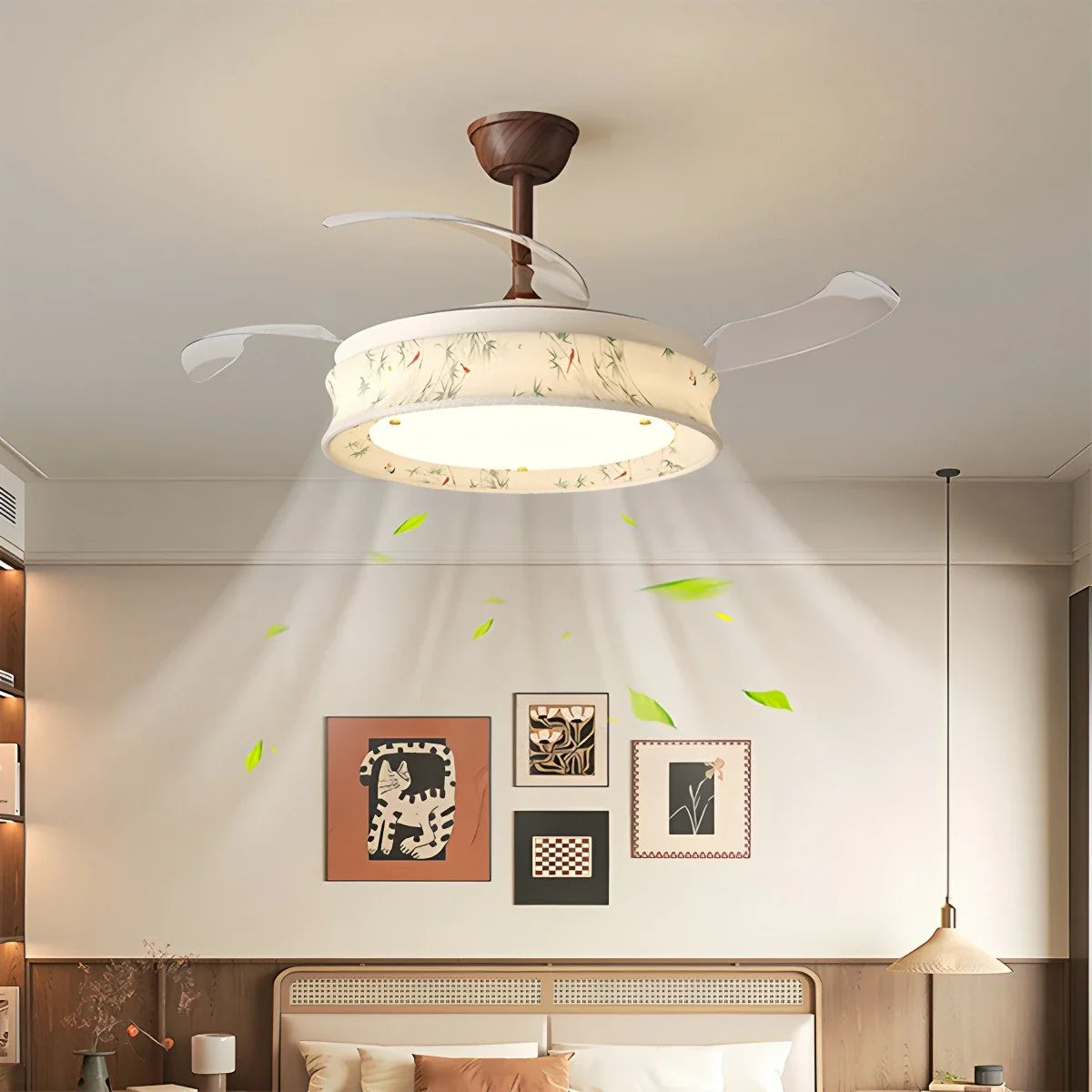 Eloer French Fabric Invisible Ceiling Fan Light